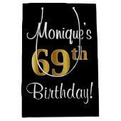 Elegant, Luxe, Faux Gold Look 69e verjaardag Medium Cadeauzakje (Voorkant)