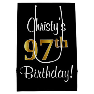 Elegant, Luxe, Faux Gold Look 97e verjaardag Medium Cadeauzakje