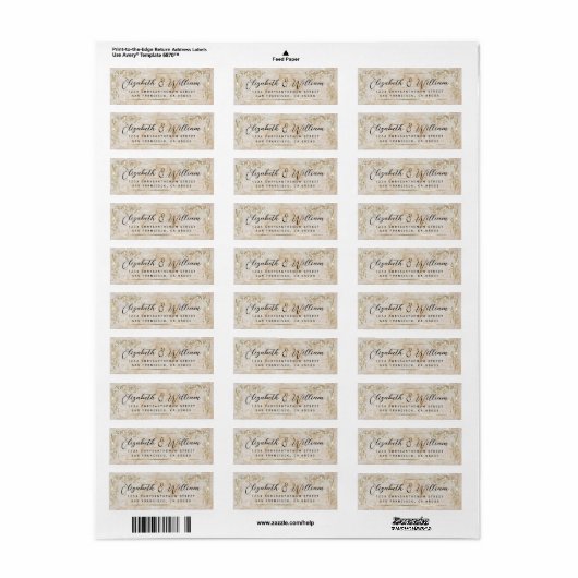 Elegant luxe Gold Lijst & Script Marble Address Etiket (Full Sheet)