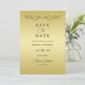 Elegant Luxe Goud  bruiloft Save The Date (Staand voorkant)