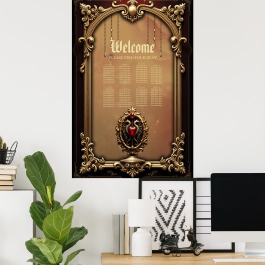 Elegant luxe hart embleem. poster (Thuiskantoor)