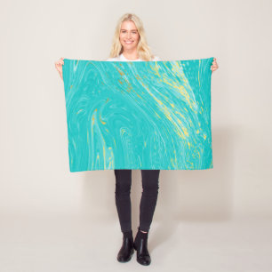 Elegant luxe modern marble Gold Blue design Fleece Deken