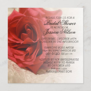 Elégant luxe Red Rose Fête des mariées Invitation