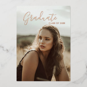 Elegant Luxe Roos Gold Afstuderen Folie Invitat Uitnodiging