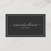 Elegant Luxe Script Calligraphy Chic Black Ivory Visitekaartje (Voorkant)