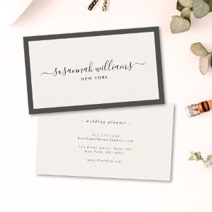 Elegant Luxe Script Calligraphy Framed Ivory Visitekaartje