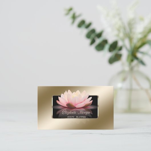 Elegant luxe stijlvol, modern, zwart Lijst, Lotus Visitekaartje (Staand voorkant)