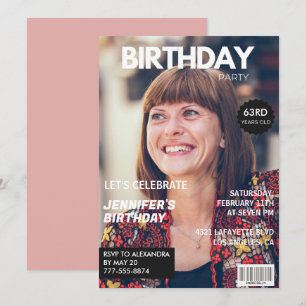 Elegant Luxe Tijdschrift Foto 63e verjaardag Kaart