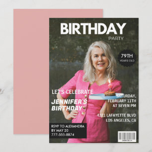 Elegant Luxe Tijdschrift Foto 79ste verjaardag Kaart