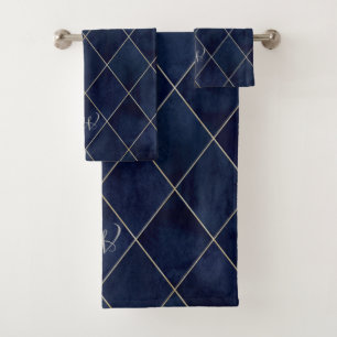 Élégant Luxueux Argyle Bleu Royal Beige Or