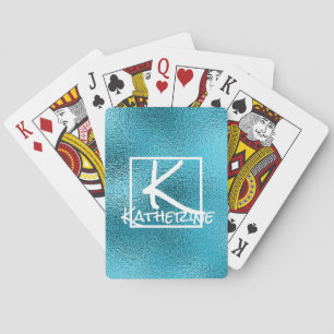 Elegant Luxury Blue Glitter Sparkle Glam Bling Pokerkaarten