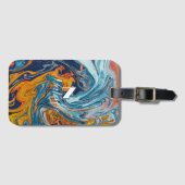 Elegant Luxury Blue Gold Monogram Bagagelabel (Voorkant (horizontaal))