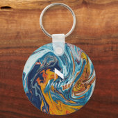 Elegant Luxury Blue Gold Monogram Sleutelhanger (Voorkant)