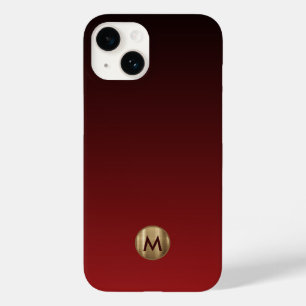 Elegant Luxury Brushed Gold Monogram Red Case-Mate iPhone 14 Hoesje