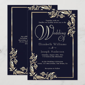 Elegant Luxury Budget Gold Floral Lijst Weddenscha Kaart