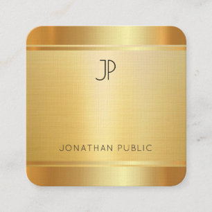 Elegant Luxury Faux Gold Premium Linen Vierkante Visitekaartje