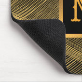 Elegant Luxury Gold Black Wave Monogramed Muismat (Hoek)