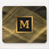 Elegant Luxury Gold Black Wave Monogramed Muismat (Voorkant)