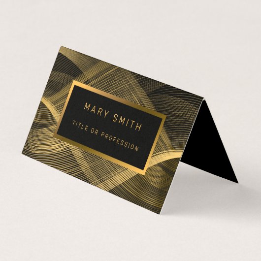Elegant Luxury Gold Black Wave Visitekaartjes (Voorkant)