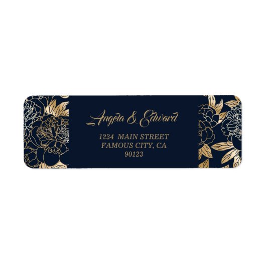 Elégant Luxury Gold Florals Mariage Étiquette (Devant)
