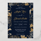 Elegant Luxury Gold Florals Wedding Folie Uitnodiging (Voorkant)