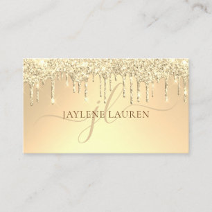Elegant Luxury Gold Glitter Drift Monogram Visitekaartje