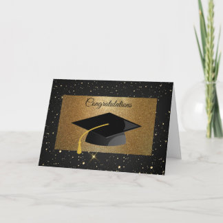 Elegant, Luxury, Gold Glitter, Stars, Graduation C Kaart