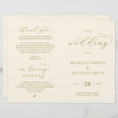 Elégant Luxury Gold, Programmes de mariage pliable (Devant / Derrière)