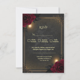 Elegant Luxury Goth Glam Wedding RSVP Kaartje