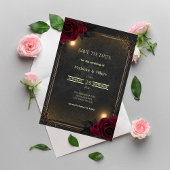 Elegant Luxury Goth Glam Wedding Save The Date