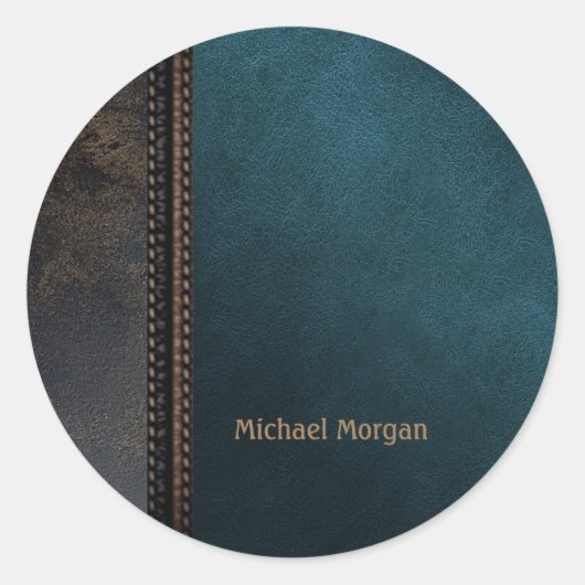Elegant Luxury Green Brown Leather Look Ronde Sticker (Voorkant)