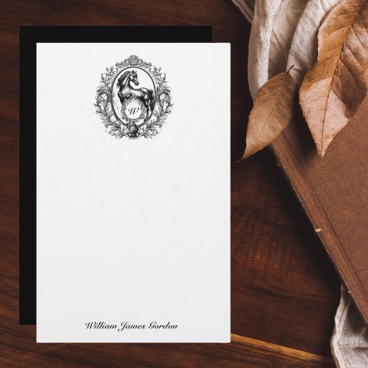 Elegant Luxury Horse Equestrian Monogram Briefpapier