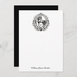 Elegant Luxury Horse Equestrian Monogram Notitiekaartje
