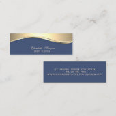 Elegant Luxury Modern, Gold, Navy Blue Mini Visitekaartje (Voorkant / Achterkant)