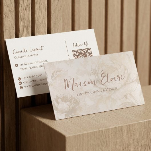 Elegant Luxury Modern Professional Floral QR Code Visitekaartje