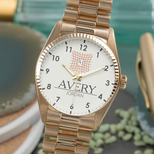 Elegant Luxury Monogram Gift  Horloge (Creator heeft geüpload)