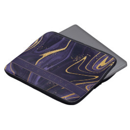 Elegant Luxury Paars Gold Marble Effect Monogram Laptop Sleeve