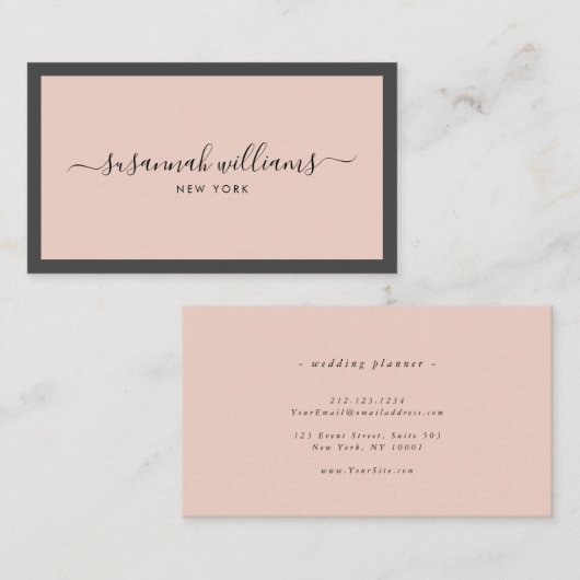 Elegant Luxury Script Calligraphy Framed Roos Visitekaartje (Voorkant / Achterkant)