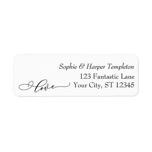 Elegant Luxury Script Font Simple Typography Love Etiket (Voorkant)
