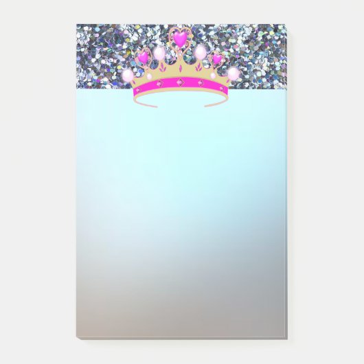 Elegant Luxury Shiny Blue Glitter, Tiara Post-it® Notes (Voorkant)