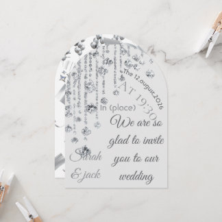 Elegant Luxury Silver Crystal Wedding Invitation C Kaart