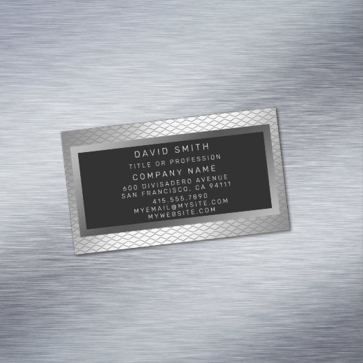 Elegant Luxury Silver Metal Magnetisch Visitekaartje (Voorbeeld)