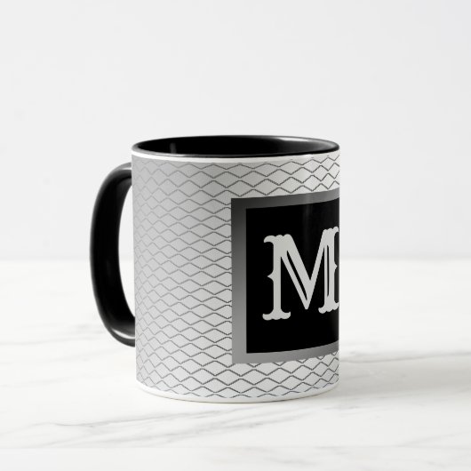 Elegant Luxury Silver Metal Monogrammed Mok (Voorkant links)