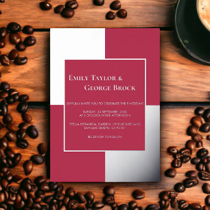 Elegant Luxury Silver Script Magenta Lijst Weddens Folie Uitnodiging