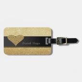 Elegant Luxury Sophisticated,Glittery Heart Bagagelabel (Voorkant horizontaal)