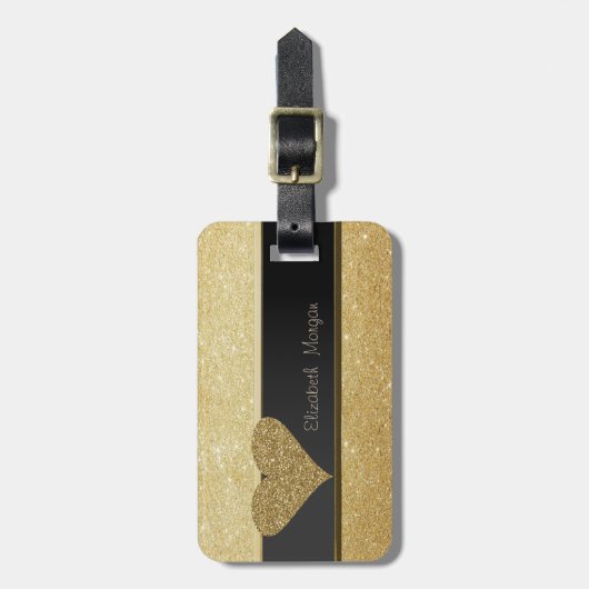 Elegant Luxury Sophisticated,Glittery Heart Bagagelabel (Voorkant verticaal)