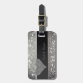 Elegant Luxury Sophisticated, Glittery Heart, Boke Bagagelabel (Voorkant verticaal)