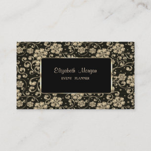 Elegant Luxury Stylish, Gold Flowers, Lijst Visitekaartje