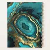 Elegant Luxury Teal Agate & Gold Geode Marble Planner (Achterkant)
