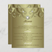 Elegant Luxury  Victoriaans Gold Wedding Menu (Voorkant / Achterkant)